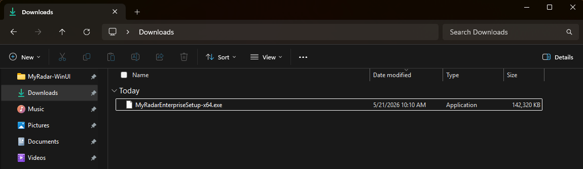 Locate the installer in the Downloads folder