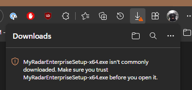 Edge download warning — file isn't commonly downloaded