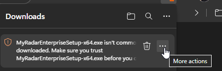 Hover over the download entry to reveal the More Actions button
